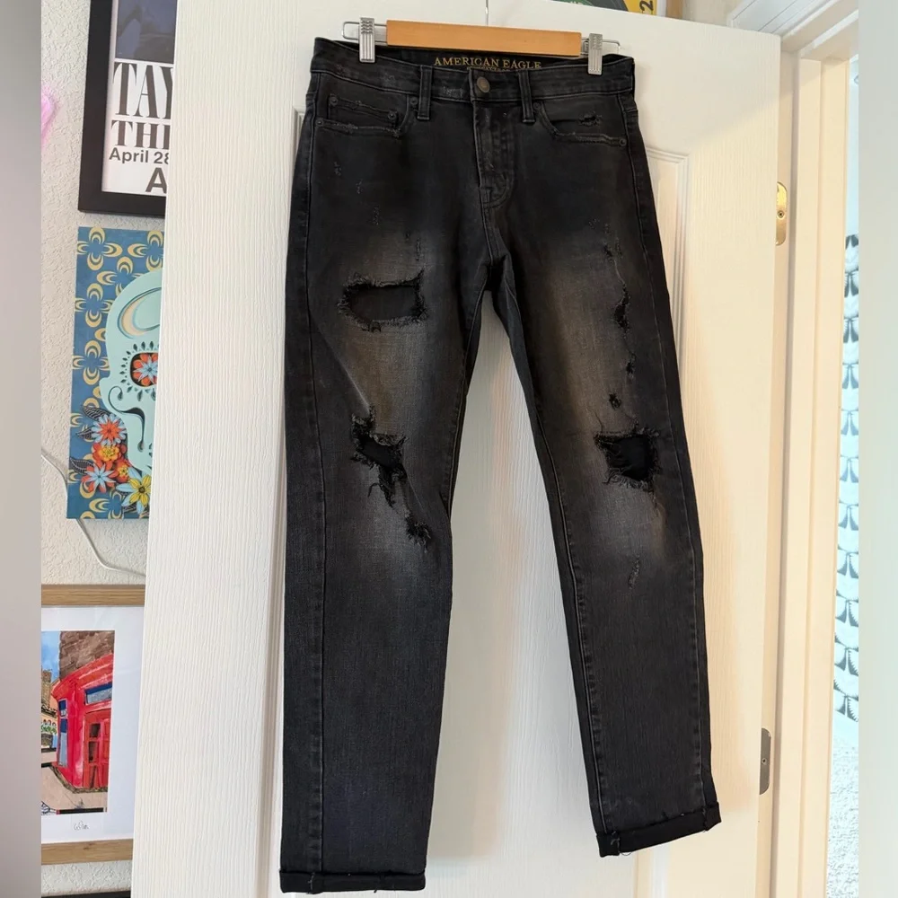 American Eagle Extreme Flex 4 Slim skinny Jeans Mens 30x30 Faded Black Denim